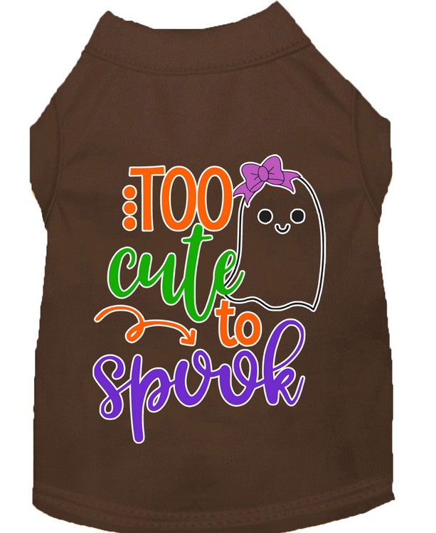 Too Cute to Spook-Girly Ghost Screen Print Dog Shirt Brown Sm